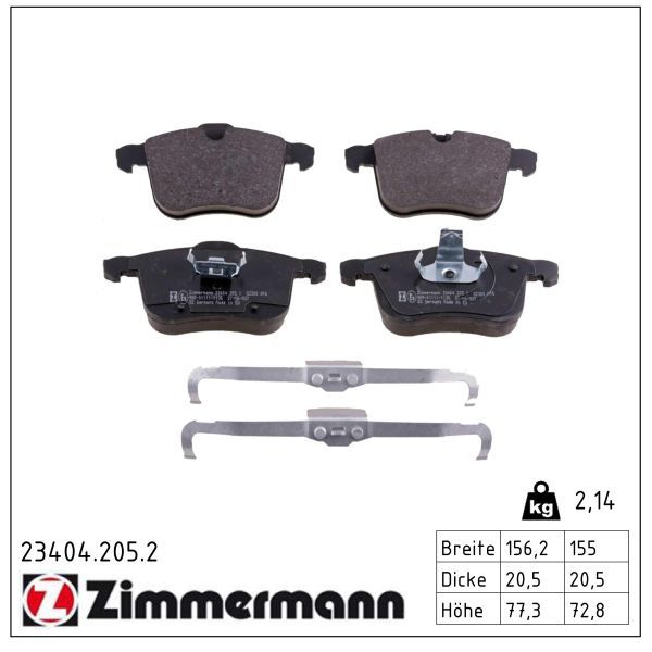 Zimmermann 23404.205.2 Bremsbelagsatz, Scheibenbremse