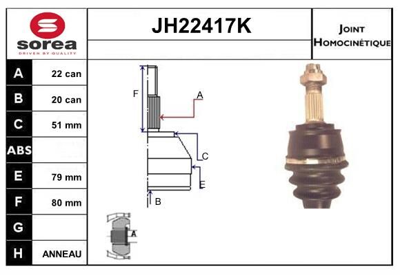 KIT CV JOINT AVEC KR049 - FIAT BRAV