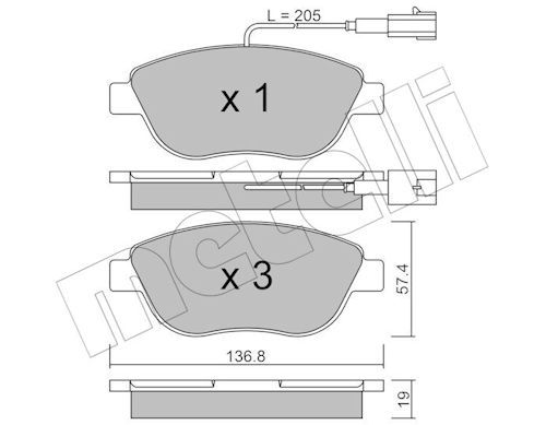 METELLI 22-0322-0 - Bremsbelagsatz, Scheibenbremse