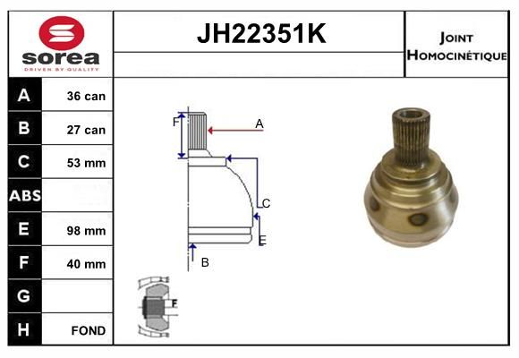 KIT CV JOINT AVEC KR129 - AUDI TT