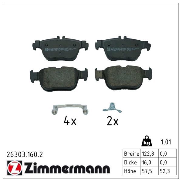 Zimmermann 26303.160.2 Bremsbelagsatz, Scheibenbremse
