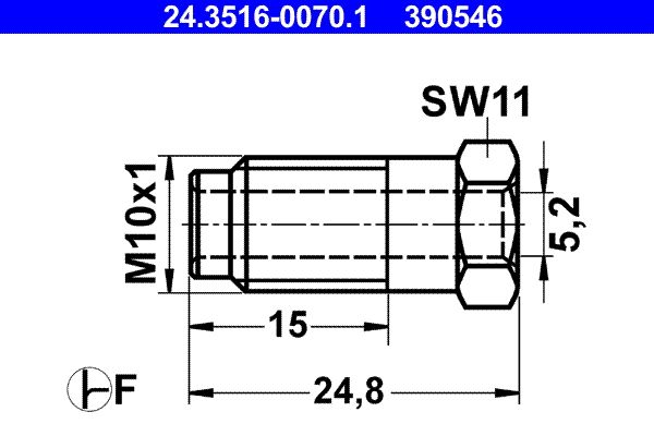 ATE 24.3516-0070.1 Union Bolt