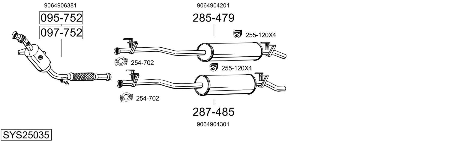 SYS25035 BOSAL kipufogórendszer