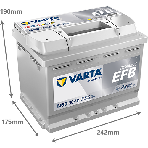 VARTA Dynamic EFB N60 | 12V 60Ah 640A | Start-Stopp Autobatterie