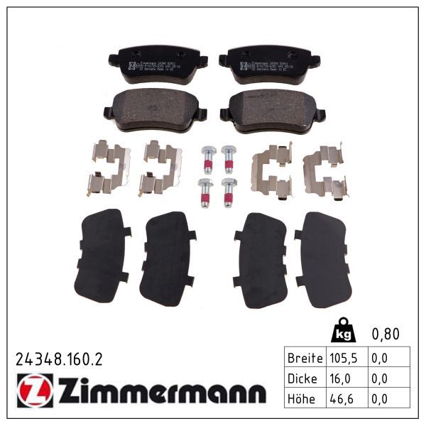 ZIMMERMANN 24348.160.2 - Bremsbelagsatz, Scheibenbremse