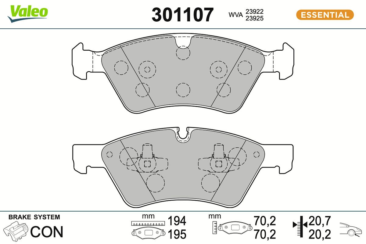 VALEO 301107 - Bremsbelagsatz, Scheibenbremse