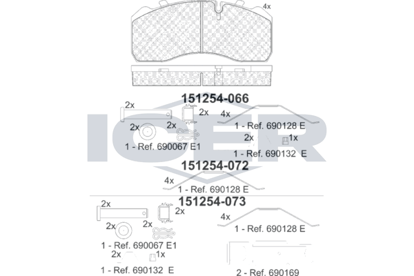 151254-073 ICER fékbetétkészlet, tárcsafék
