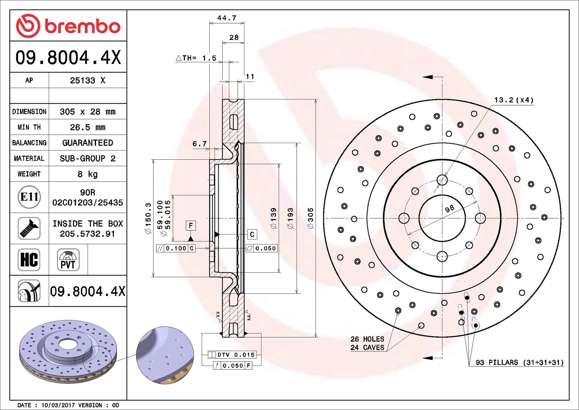 09.8004.4X BREMBO XTRA LINE - Xtra féktárcsa
