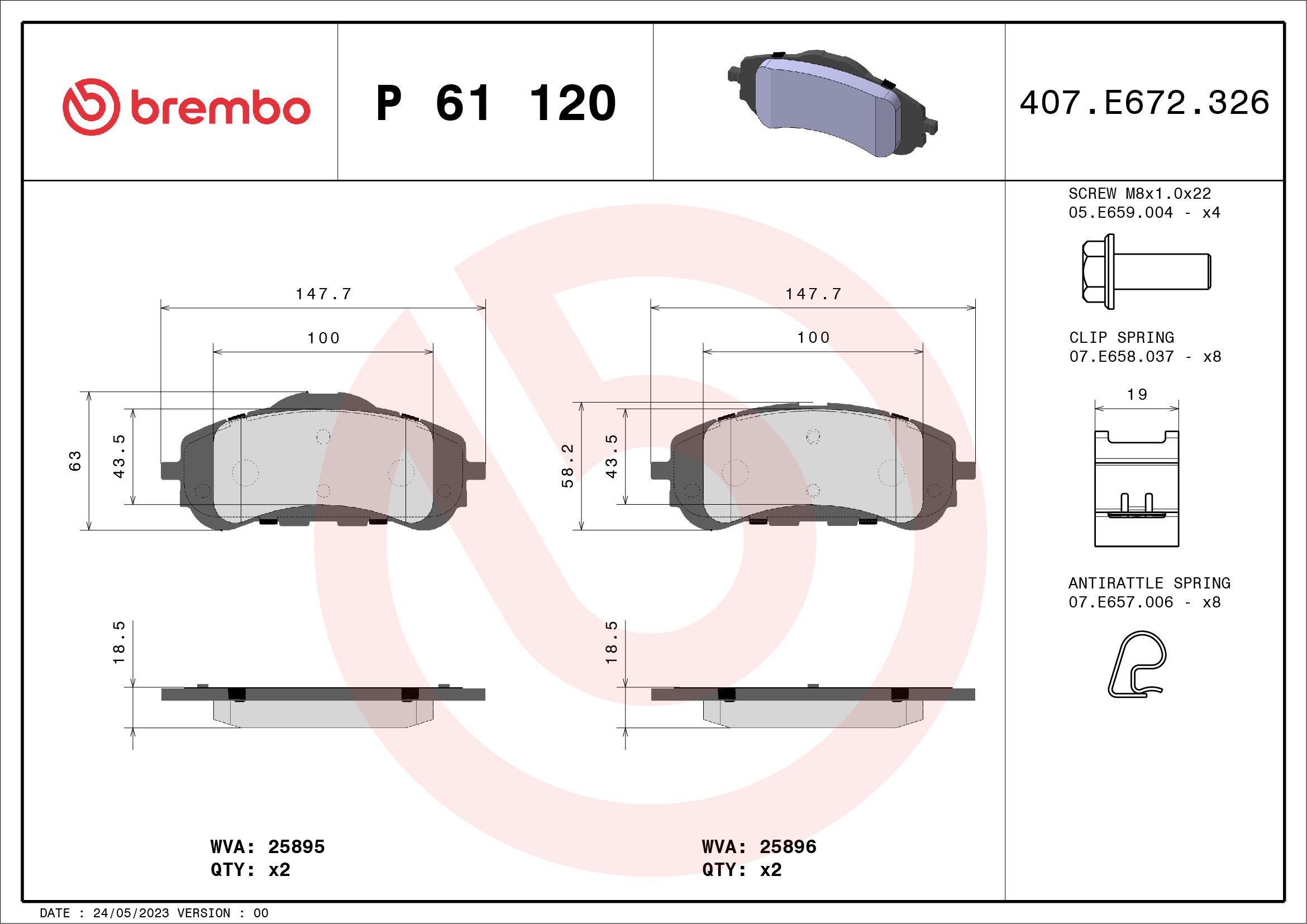 Brake Pad Set, disc brake P 61 120