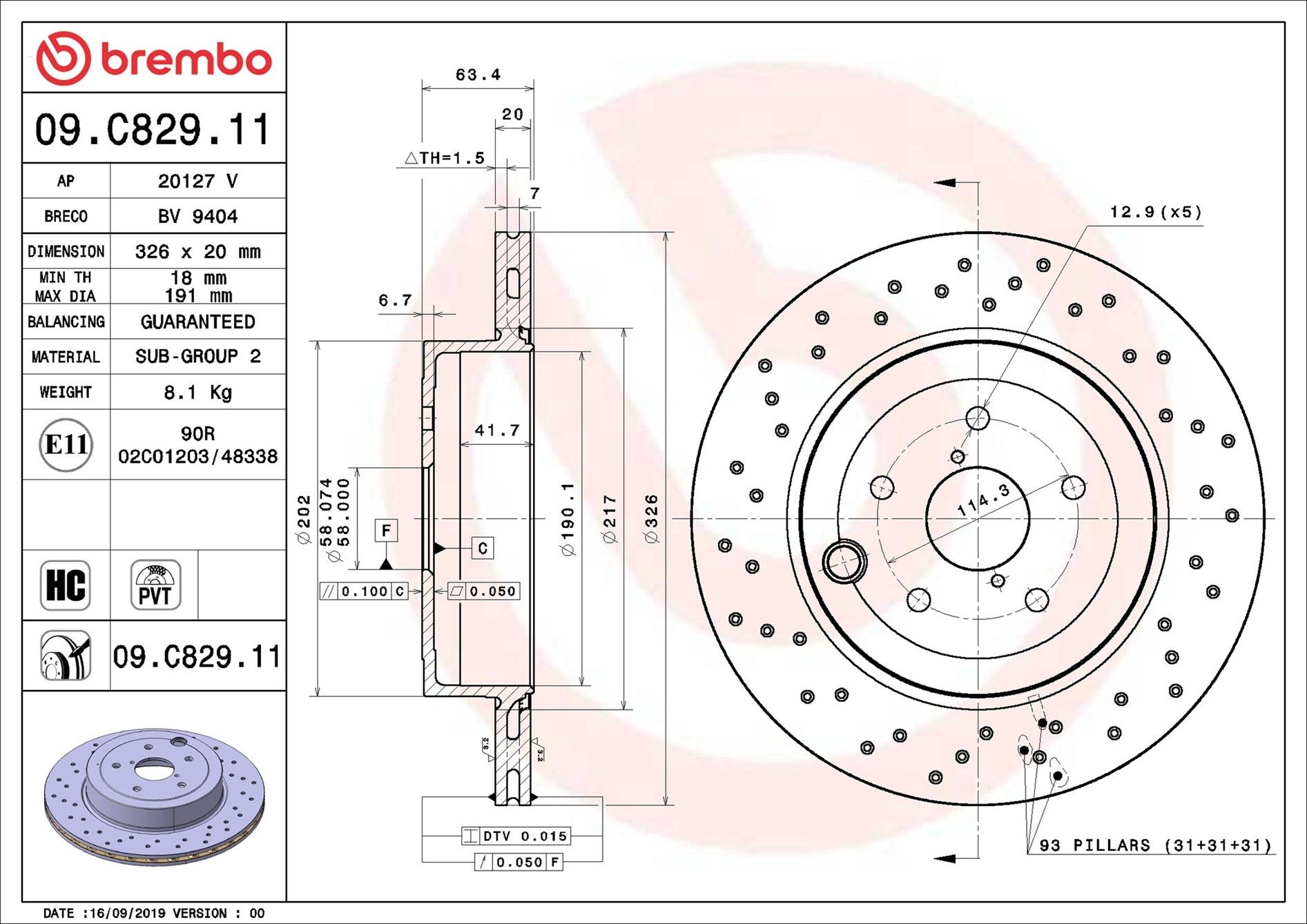 SUBARU WRX STI V1, V10 14-22 (RR) *X/Drilled - TecDoc 1