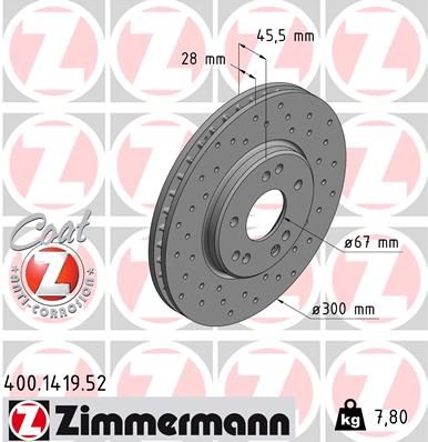 ZIMMERMANN 400.1419.52 - Bremsscheibe SPORT Z