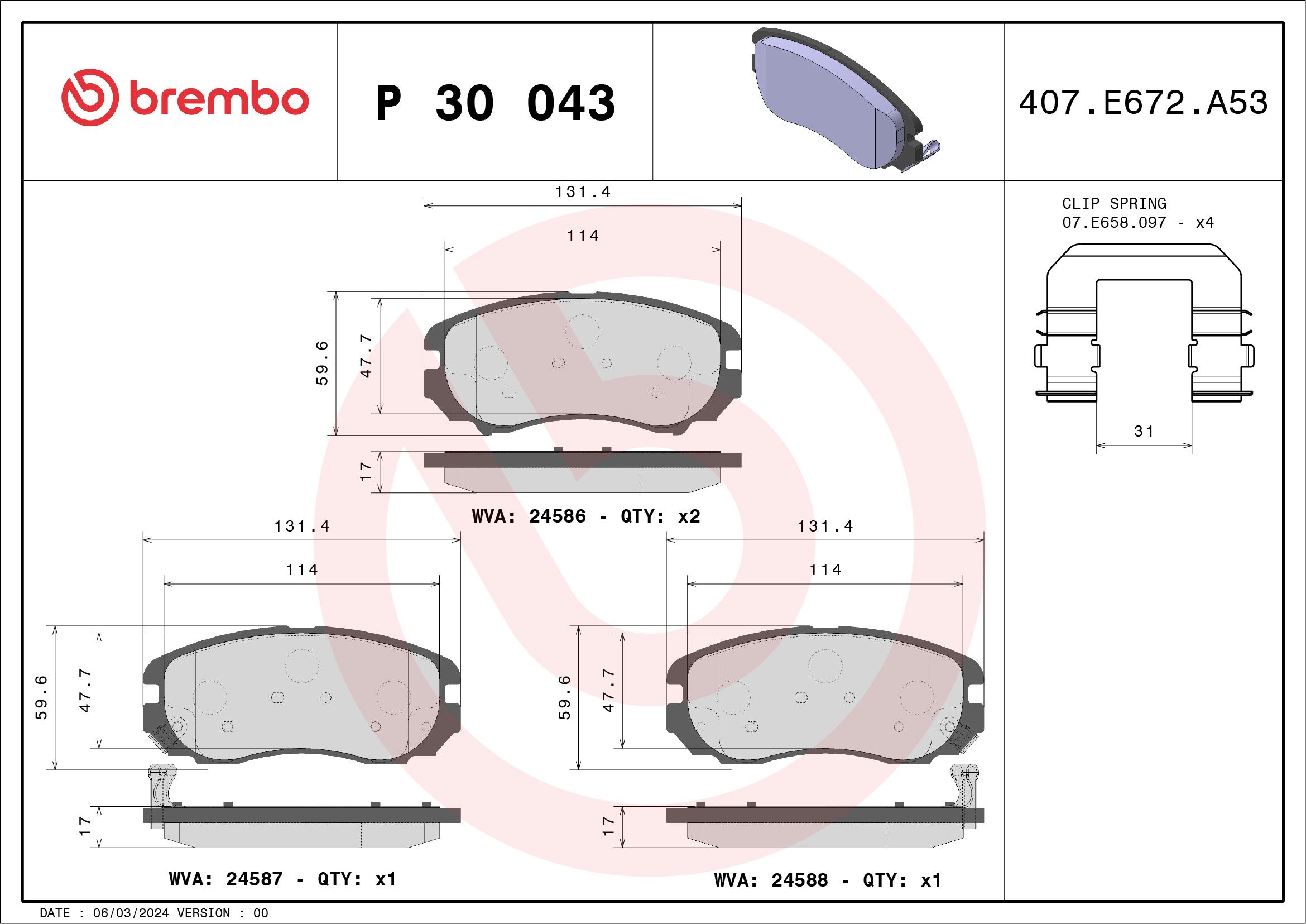 Brake Pad Set, disc brake P 30 043