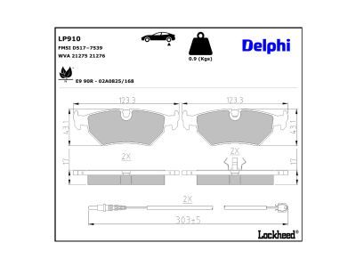 DELPHI LP910 - Bremsbelagsatz, Scheibenbremse