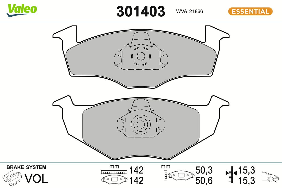 VALEO 301403 - Bremsbelagsatz, Scheibenbremse