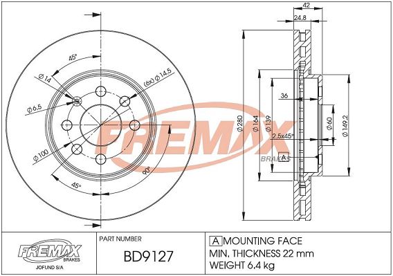 BD-9127 FREMAX féktárcsa