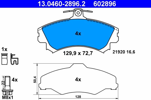 Brake Pad Set, disc brake 13.0460-2896.2