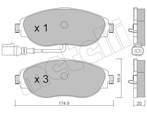 METELLI 22-0952-0 - Bremsbelagsatz, Scheibenbremse