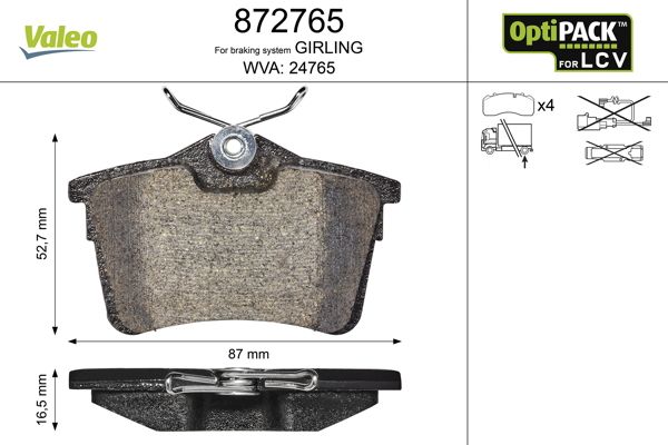 Brake Pad Set, disc brake 872765