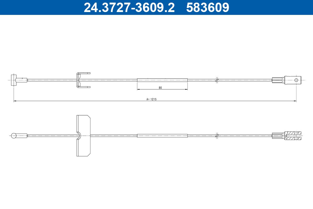 ATE 24.3727-3609.2 Cable Pull, parking brake