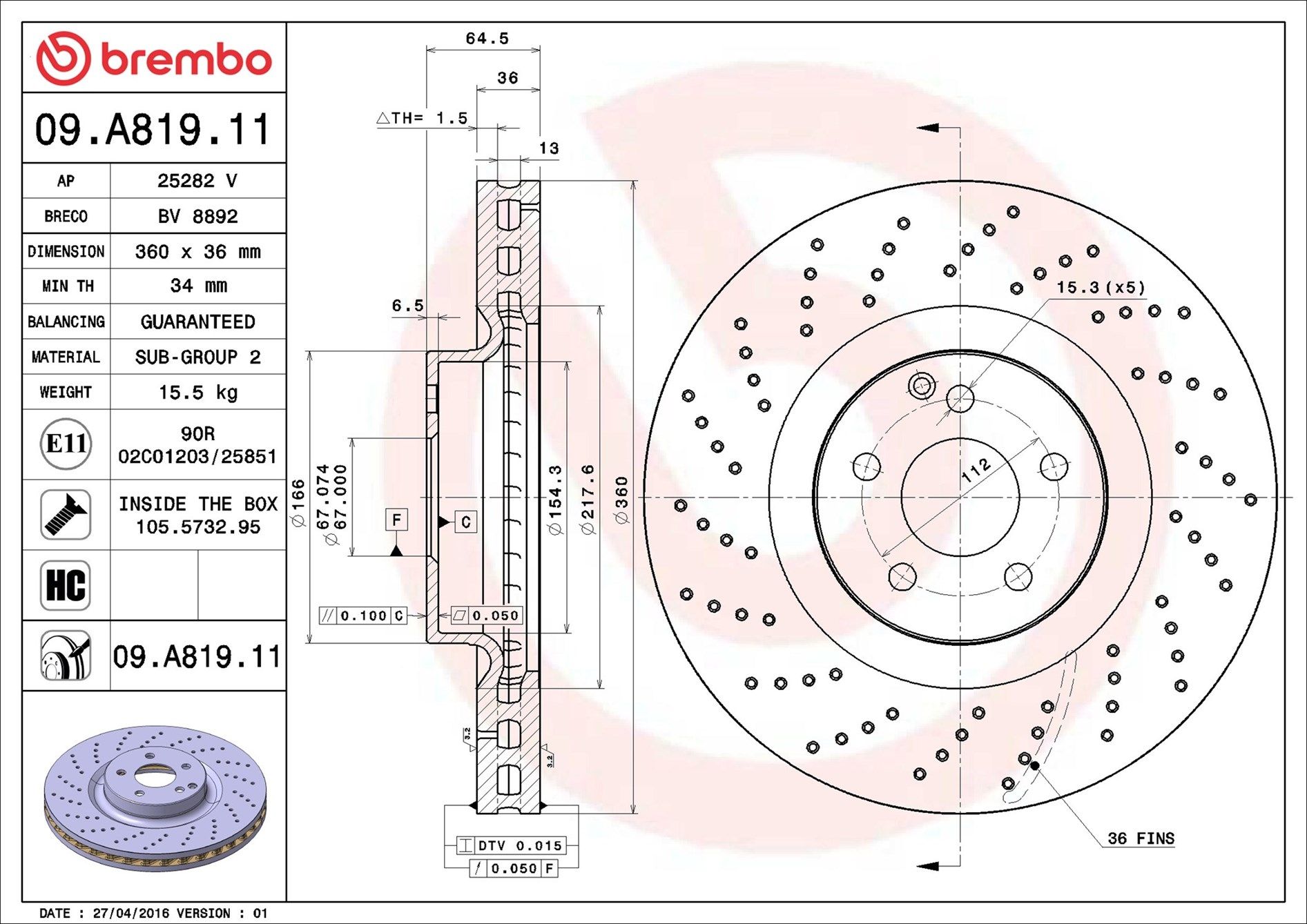 MERCEDES BENZ E55 AMG W211 02-06 (FRT) *X/Drilled - TecDoc 1