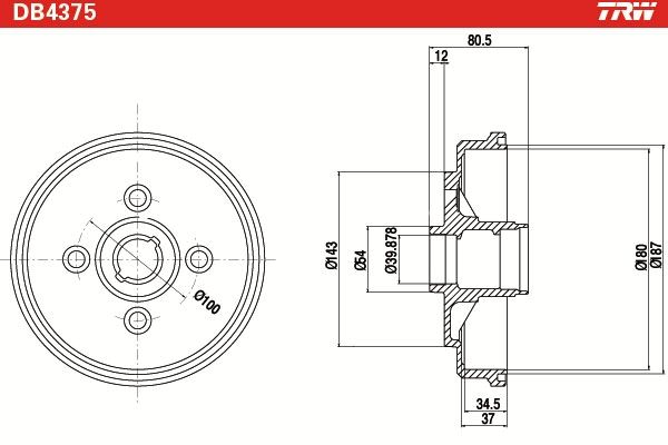TRW BRAKE DRUM - TecDoc 2