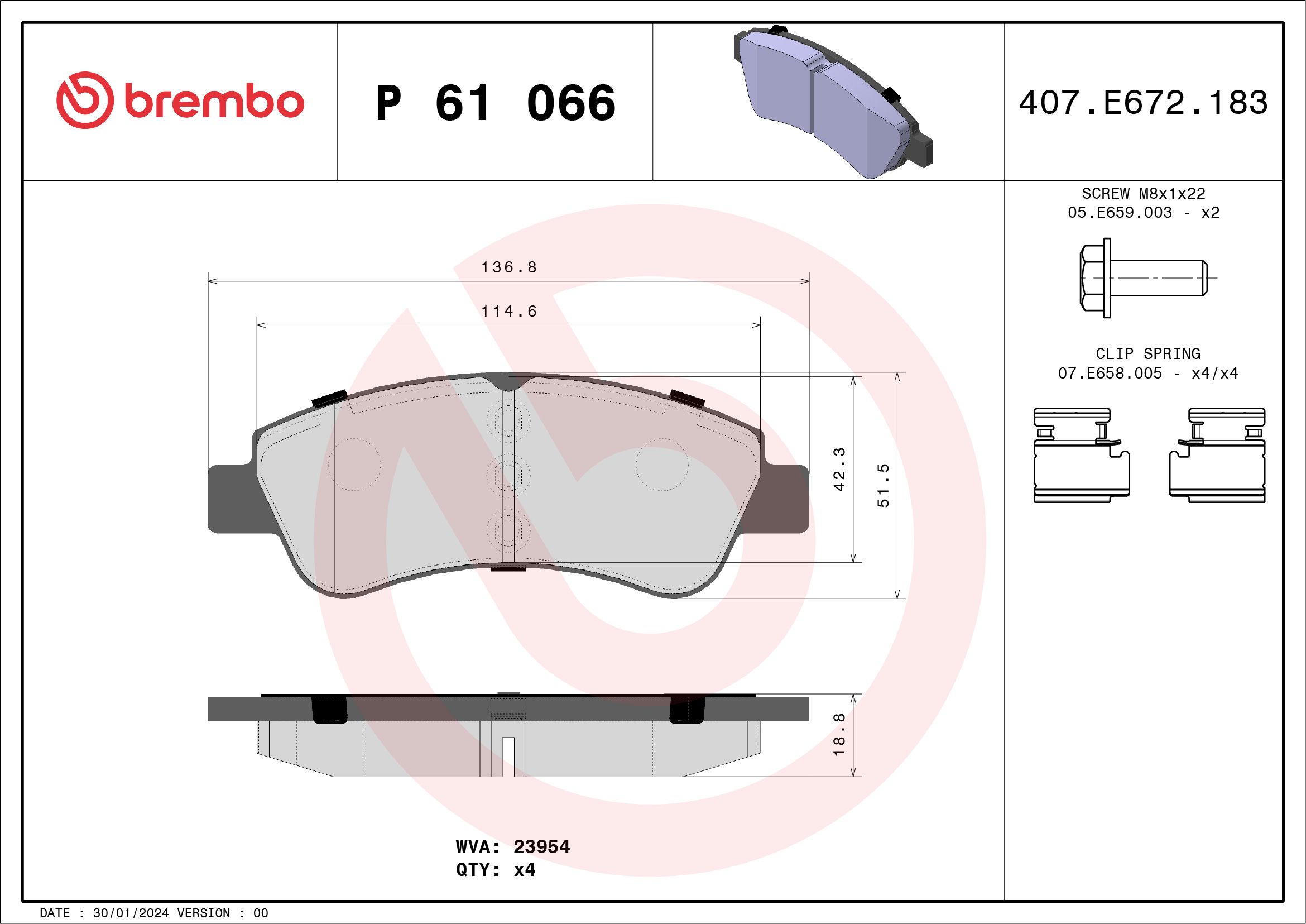 Brake Pad Set, disc brake P 61 066X