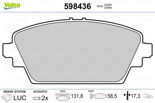 Brake Pad Set, disc brake 598436