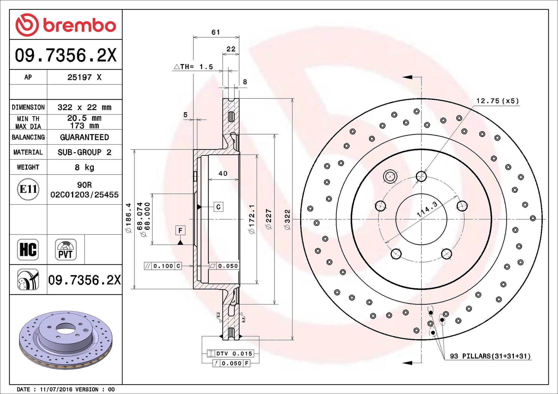 09.7356.2X BREMBO XTRA LINE - Xtra féktárcsa