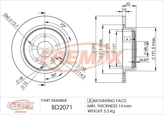 BD-2071 FREMAX féktárcsa