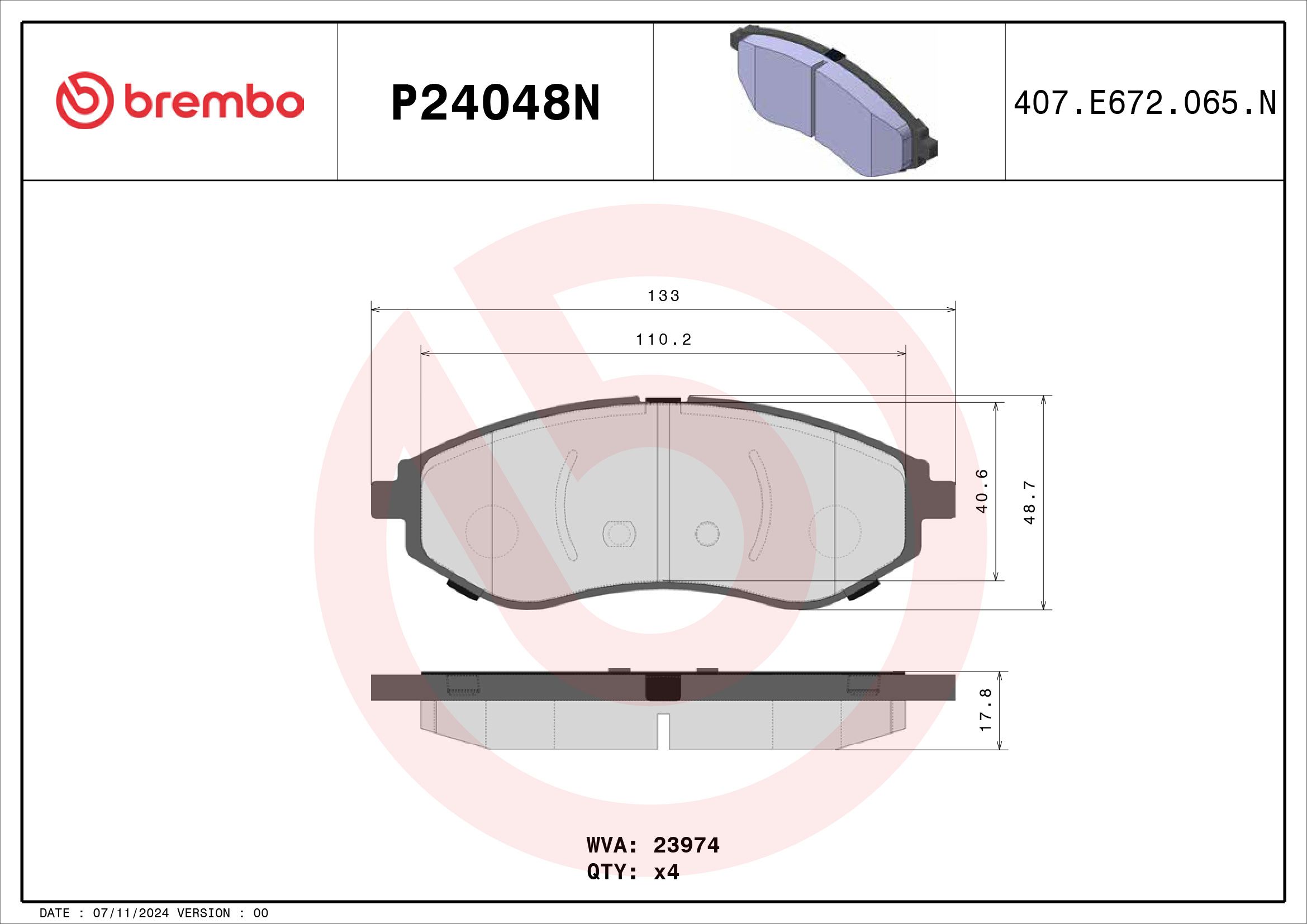 BREMBO DISC PAD -  HOLDEN BARINA TK 05-11 (FRT) - TecDoc 2