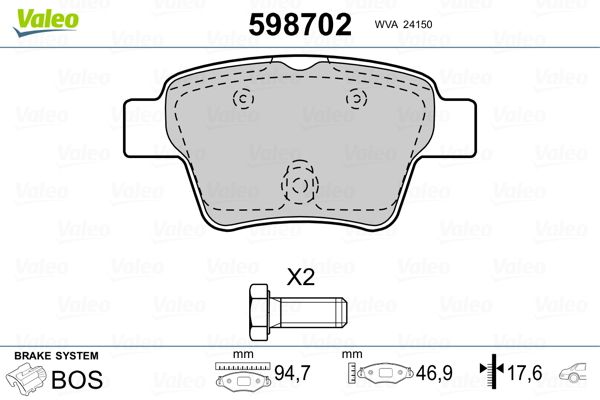 Brake Pad Set, disc brake 598702