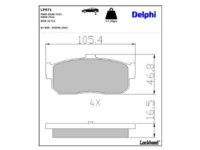 DELPHI LP971 - Bremsbelagsatz, Scheibenbremse