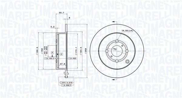 360406061401 MAGNETI MARELLI féktárcsa