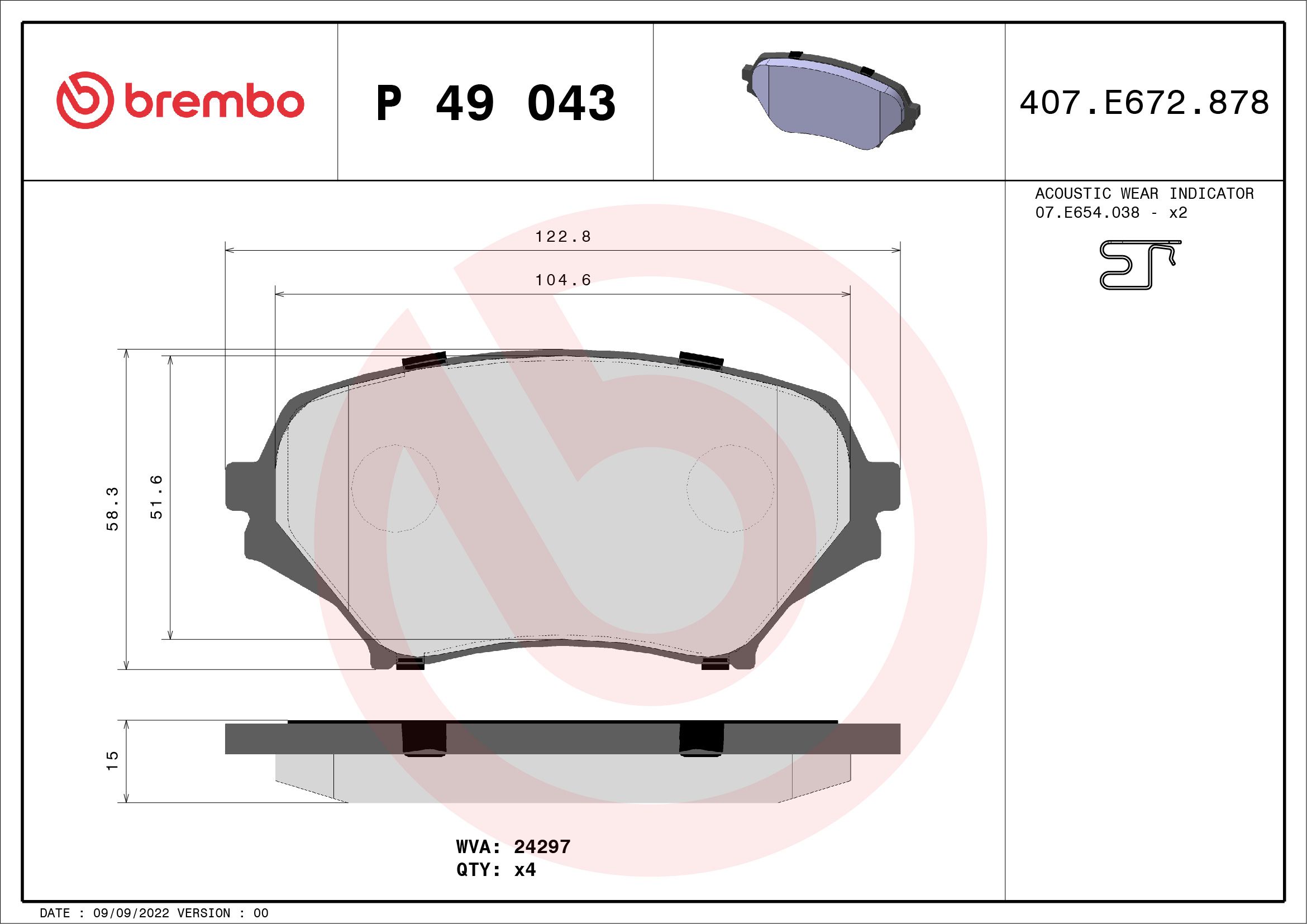 Brake Pad Set, disc brake P 49 043