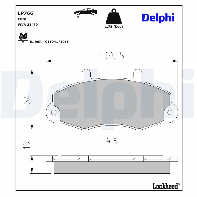 DELPHI LP766 - Bremsbelagsatz, Scheibenbremse