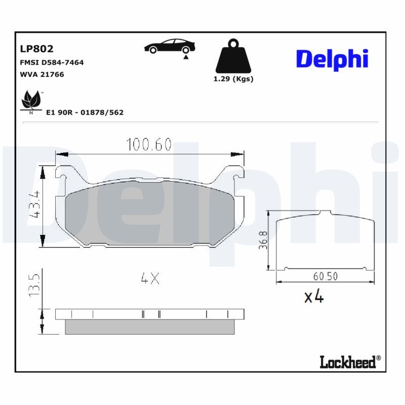 DELPHI LP802 - Bremsbelagsatz, Scheibenbremse