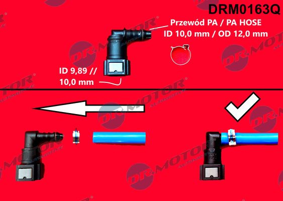 Dr.Motor Automotive DRM0163Q Hose Connector, fuel hose