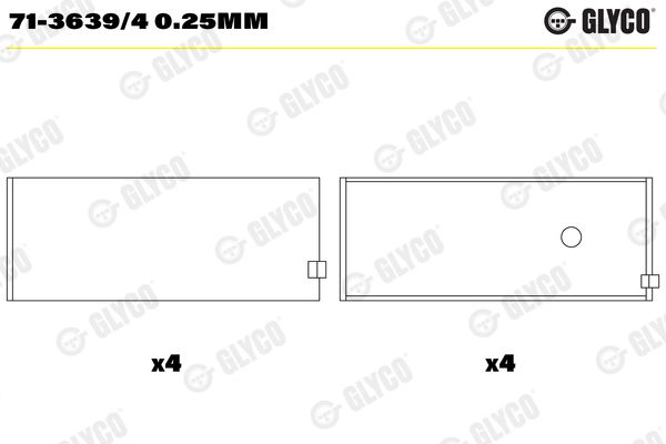 GLYCO 71-3639/4 0.25mm Connecting Rod Bearing