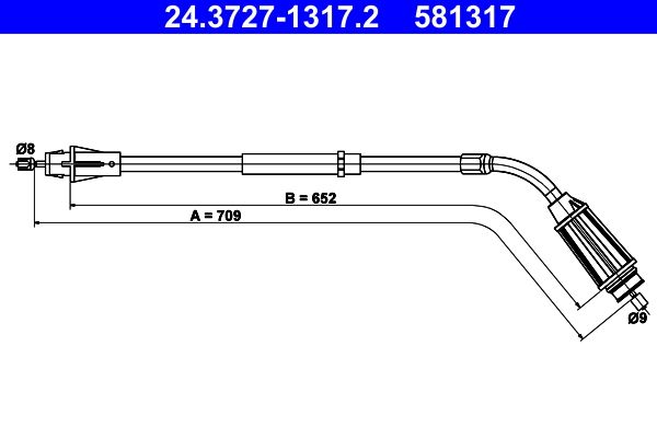 ATE 24.3727-1317.2 Cable Pull, parking brake