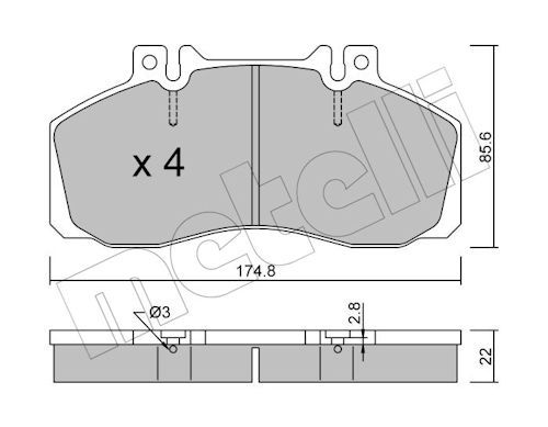 METELLI 22-0267-0 - Bremsbelagsatz, Scheibenbremse
