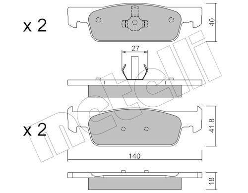 METELLI 22-0975-3 - Bremsbelagsatz, Scheibenbremse