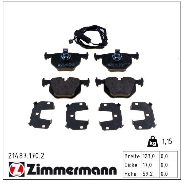 Zimmermann 21487.170.2 Bremsbelagsatz, Scheibenbremse