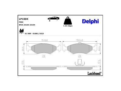 DELPHI LP1604 - Bremsbelagsatz, Scheibenbremse