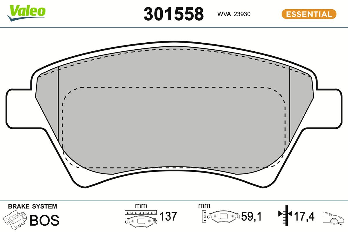 VALEO 301558 - Bremsbelagsatz, Scheibenbremse