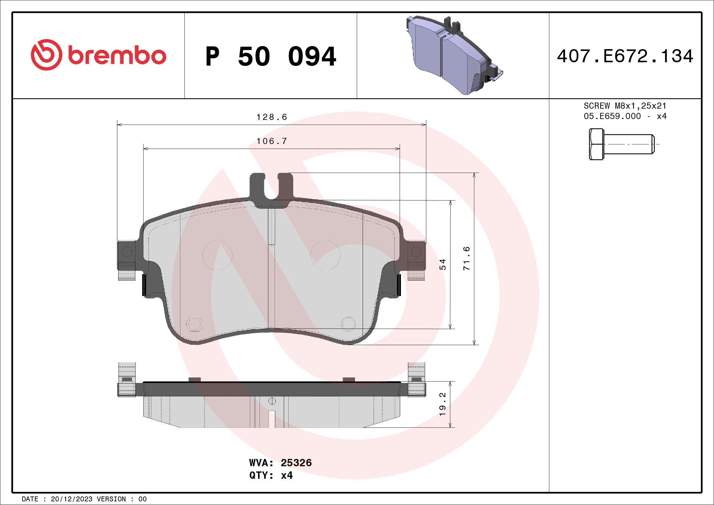 Brake Pad Set, disc brake P 50 094