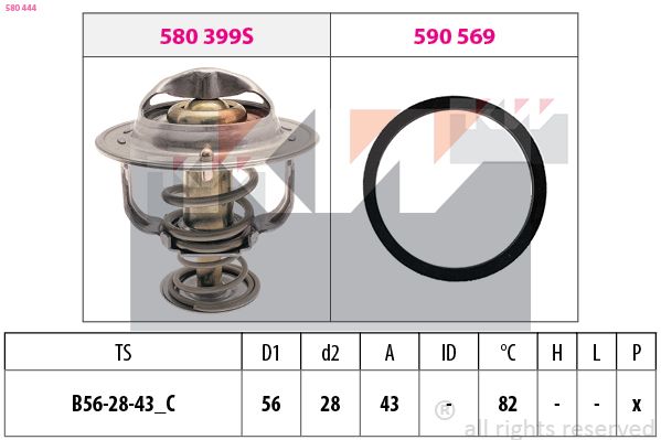 580 444 KW Made in Italy - OE Equivalent termosztát, hűtőfolyadék