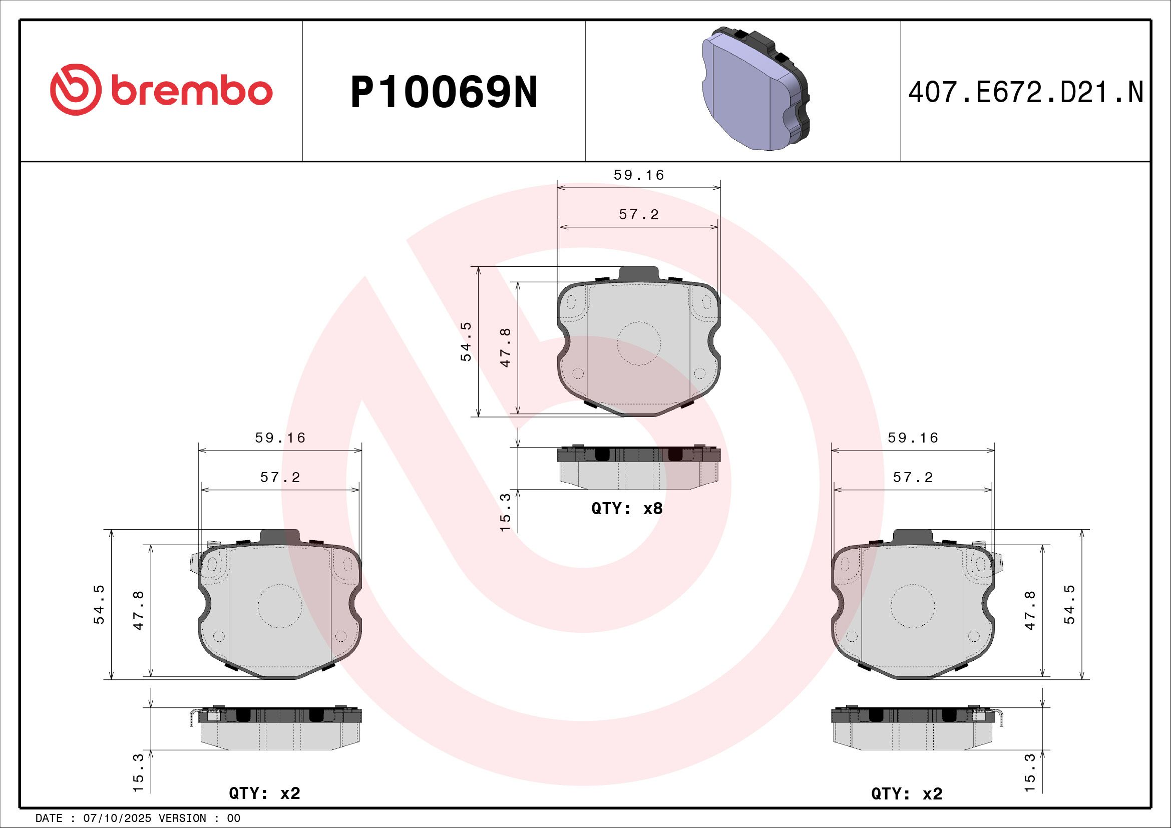 BREMBO DISC PAD -  FORD FALCON FG 08-14 (FRT) - TecDoc 2