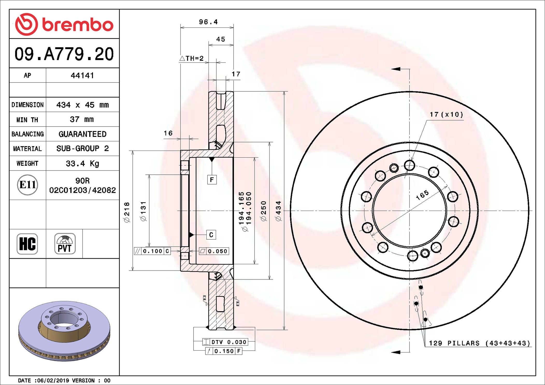 09.A779.20 BREMBO PRIME LINE féktárcsa