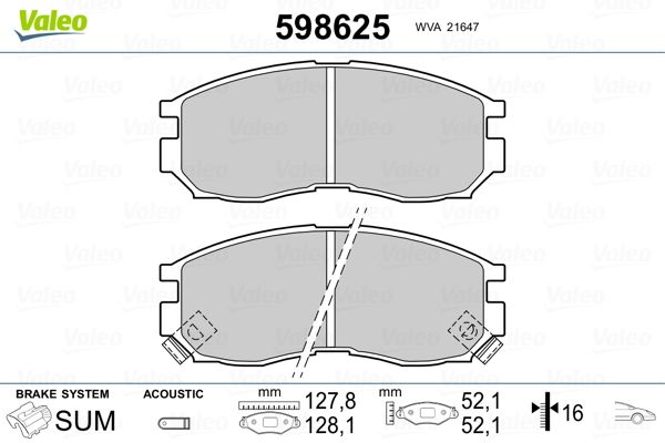 Brake Pad Set, disc brake 598625