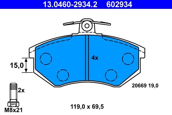 Brake Pad Set, disc brake 13.0460-2934.2